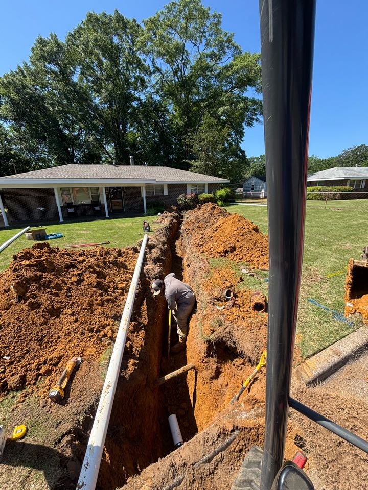 Prattville, AL - The old concrete sewer pipe made it a long time but it’s time was up. New 4” line will have the house draining again!