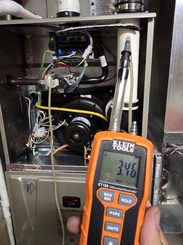 Successfully replaced two furnaces and installed a new humidistat. Conducted comprehensive testing of the new systems, including temperature readings (346°) with Klein Tools ET100 thermometer and pressure measurements (145) using Klein Tools ET180 Differential Manometer to verify proper operation and airflow.