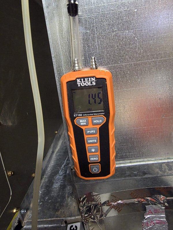 Successfully replaced two furnaces and installed a new humidistat. Conducted comprehensive testing of the new systems, including temperature readings (346°) with Klein Tools ET100 thermometer and pressure measurements (145) using Klein Tools ET180 Differential Manometer to verify proper operation and airflow.