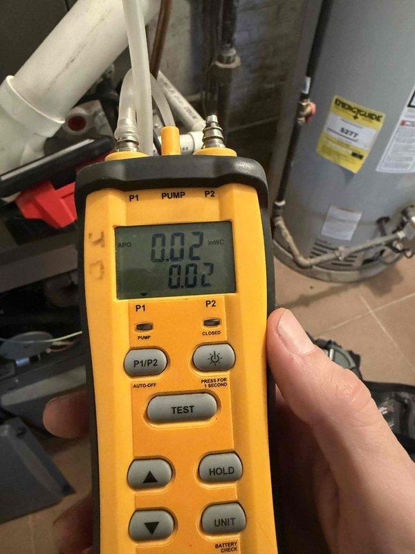 Responded to customer complaint of loud furnace noise and vent concern. Diagnostic testing revealed indoor temperature at 21.8°F and gas pressure readings of 0.02 WC on both inlet and outlet. Adjusted gas pressure to manufacturer specifications and cleaned internal components to eliminate noise. Secured loose vent connection as requested.