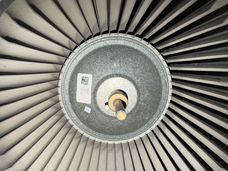 Performed scheduled maintenance agreement service on two furnaces and two humidifiers. Inspected and cleaned blower assembly components. Removed and examined air filters, noting one filter with minor staining; filters not included in agreement as specified (#35 -- 20x25x5 not included GS).
