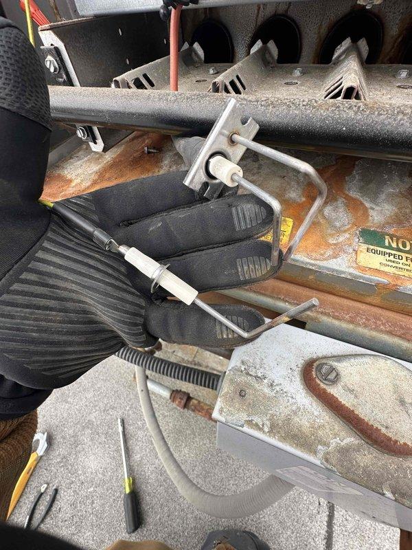 Performed scheduled commercial maintenance service on 2 rooftop units. Changed filters (16x25x2 and 24x24x1) and inspected interior components. Noted significant rust and corrosion on metal surfaces of one unit, particularly on the frame. Inspected mounting hardware and brackets while wearing protective gear. Completed all work as outlined in maintenance agreement.
