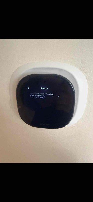 Responded to callback for recently installed Ecobee thermostat experiencing no-heat condition. Diagnosed system issue where thermostat was continuously rebooting, preventing proper communication with the HVAC equipment. Corrected wiring connection at the control board and performed system test to verify proper heating function and thermostat stability.