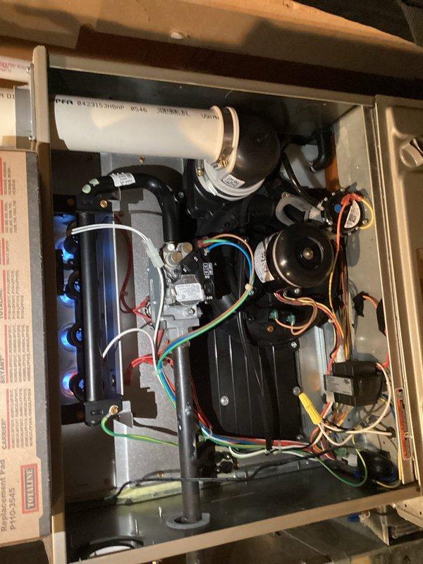 Performed scheduled maintenance on two furnaces and two humidifiers under existing agreement. Inspected fluid reservoirs, electrical connections, and mechanical components, finding all systems in normal working condition. Recommended replacement of GS Reme bulbs (not included in current agreement) for optimal system performance.