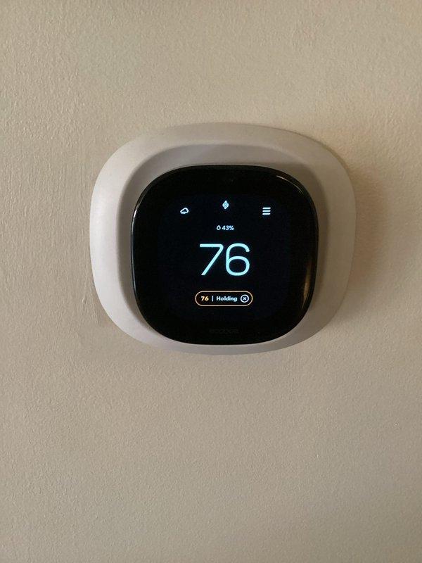 Completed maintenance agreement service on furnace and Aprilaire humidifier, including filter replacement with #10 and 16x25x1 air filters. System functioning properly with thermostat set at 76°F and humidifier properly connected to ductwork with adequate water supply line.