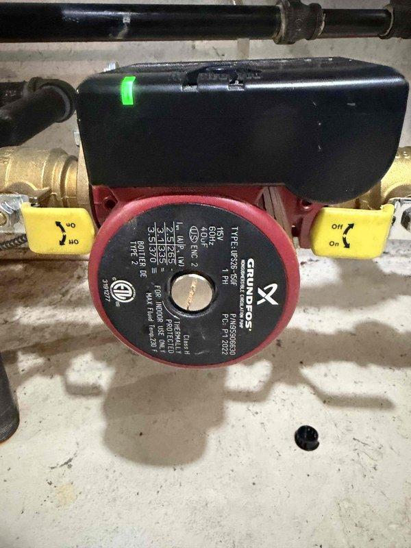 Responded to emergency call regarding boiler not heating after previous parts replacement. Identified error message indicating insufficient circulation flow rate (below 8 GPM), causing temperature limitation to 140°F. Inspected and adjusted Grundfos circulation pump and associated control valves to restore proper flow rate, resolving the heating issue.