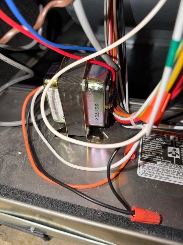 Completed installation of new furnace system with electronic control board featuring refrigerant leak detection functionality. Installed and connected 28VA transformer to power the unit, ensuring proper wiring of all control circuits with appropriate wire gauge and color-coding. System was tested and verified operational with all safety features functioning correctly.