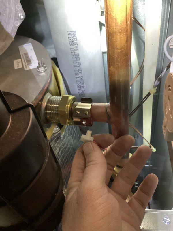 Returned to job site to replace sensors under warranty through NTI. Identified and disconnected faulty components from copper pipe fittings in the HVAC system. Parts have been ordered and are being held at shop for installation upon arrival.