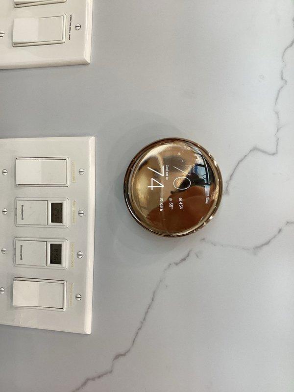 Responded to service call for Nest thermostat not connecting to AC unit. Upon arrival, contacted property owner to discuss thermostat connectivity issues as requested. Performed diagnostic testing on commercial RTU system using manifold gauge set to verify refrigerant pressures and system operation. Inspected thermostat wiring and wall-mounted controls to identify communication failure between thermostat and HVAC equipment. System tested and operational upon completion.