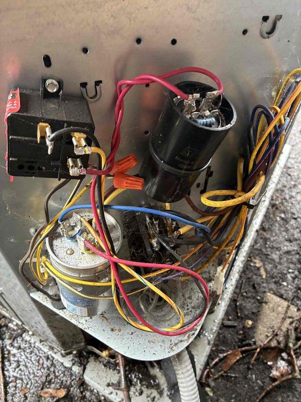 Performed maintenance agreement inspection on multi-zone system including two condensers, two dehumidifiers, one media filter, and one electronic air cleaner. Addressed cooling deficiency complaint on unit #501 by inspecting condenser components, including capacitor, contactor, and electrical connections; found debris accumulation in outdoor unit and removed insulation material that had become dislodged from system. Cleaned compartment, verified proper electrical connections, and restored unit to operational status.