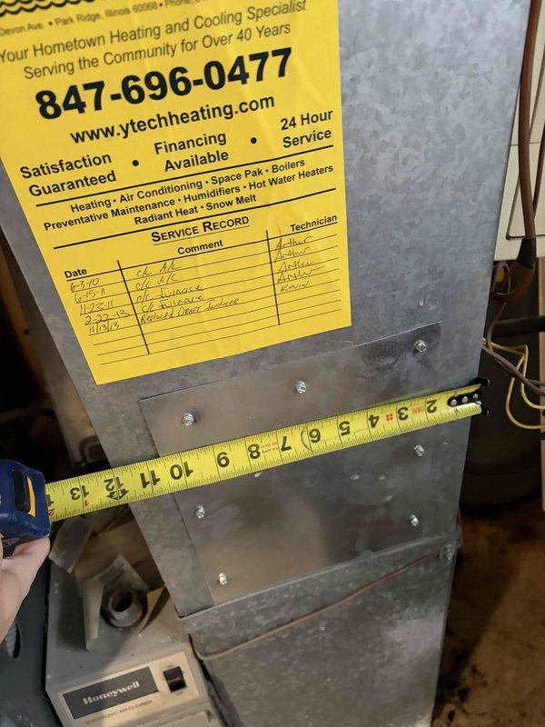 Responded to no-heat call for 19-year-old furnace system. Performed comprehensive assessment of existing HVAC equipment in basement mechanical room, including furnace unit, ductwork configuration, and associated components. Documented equipment specifications, model information, and current system layout with measurements. Provided full system replacement estimate due to age of equipment and operational failure.