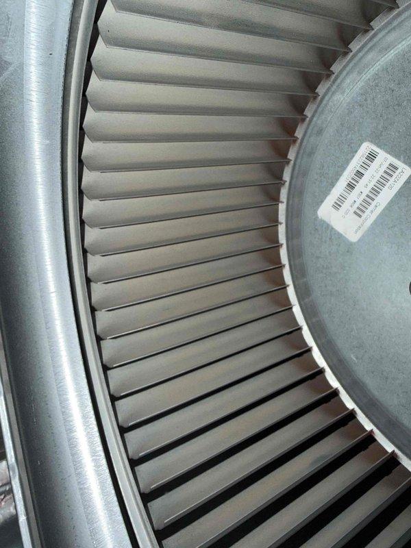 Performed routine HVAC maintenance agreement service, including inspection of blower wheel assembly and replacement of 24x24x1 air filter. Removed dirty filter showing significant dust accumulation and installed new HDX replacement filter to restore proper airflow and system efficiency.