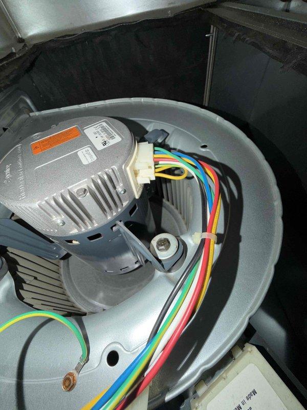 Completed comprehensive cooling maintenance inspection on single air conditioning system per maintenance agreement terms. Accessed blower assembly and verified proper motor operation, electrical connections, and component integrity. Inspected interior ductwork and plenum area, confirming structural condition and insulation placement. All electrical wiring connections at blower motor found secure with proper color coding intact. Capacitor and motor assembly operating within normal parameters. System components showed typical dust accumulation for equipment in service. No immediate repairs required at time of inspection.