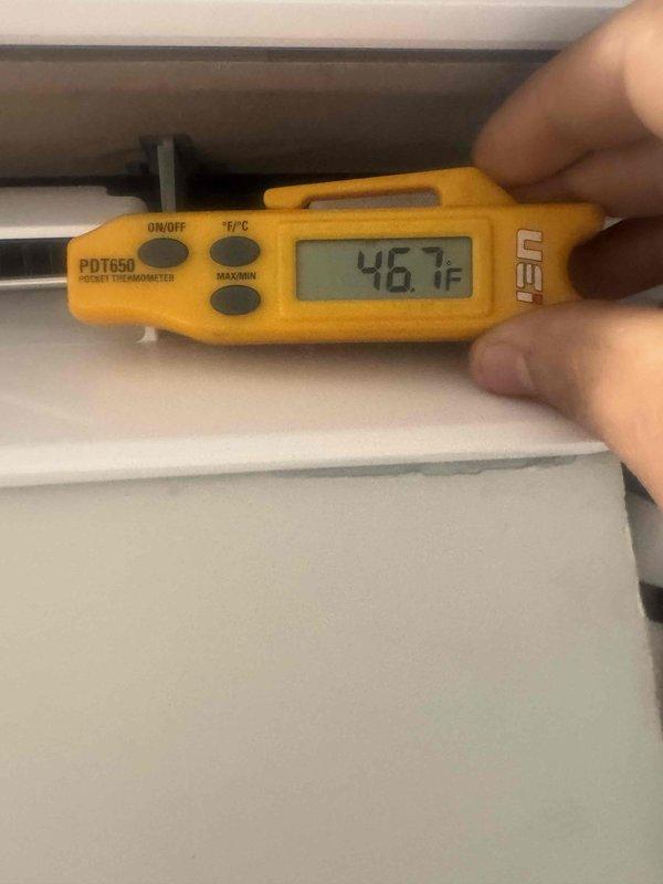Responded to callback for recently installed Mitsubishi split system with indoor unit experiencing severe frosting, water overflow, and no cooling despite three previous service visits. Upon arrival, confirmed supply air temperatures reading 45.6°F-46.7°F at discharge vents, indicating refrigerant flow but inadequate cooling performance. Documented equipment conditions with thermal measurements to support warranty claim and escalation to manufacturer technical support for resolution of recurring freeze-up issue.