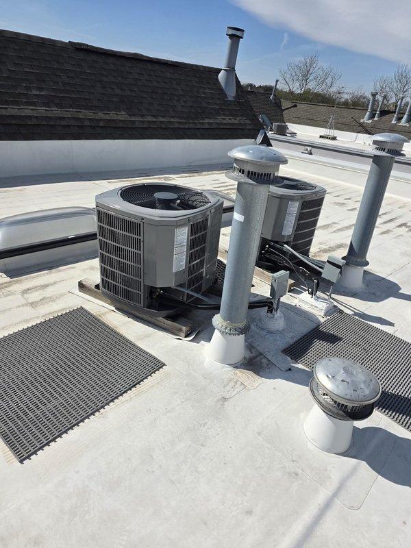 Responded to callback for furnace installed Friday not heating. Upon arrival, performed diagnostic testing on rooftop HVAC installation. Used digital multimeter to test electrical components and verified proper voltage readings at capacitor and associated connections. Inspected wiring harness and confirmed all electrical connections were secure and properly terminated. System tested and verified operational.