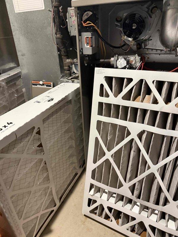 Completed HVAC maintenance agreement service including replacement of inducer motor and pressure switch on heating system. Changed one 20x25x1 air filter and replaced damper actuator as requested. Inspected all mechanical components, gas valve connections, and blower assembly to ensure proper operation of system.