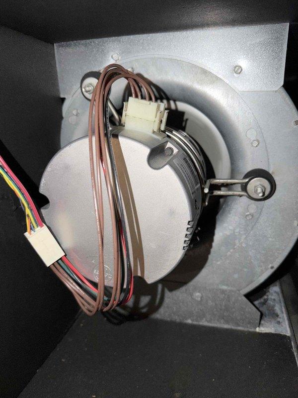 Returned to complete blower wheel cleaning as part of callback on the week. Accessed blower motor assembly, removed blower wheel, performed thorough cleaning to remove accumulated dust and debris, and reassembled unit with all electrical connections verified and secured properly.