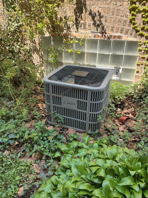 Completed courtesy check on Bosch air conditioning system and air handler per maintenance agreement terms. Inspected outdoor condenser unit, indoor air handler, and verified thermostat operation. All components found operating within normal parameters with no immediate service needs identified at time of visit.