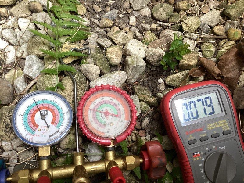 Responded to callback for recurring frozen evaporator coil on recently installed HVAC system. Performed comprehensive diagnostic testing using manifold gauges and digital thermometer to verify refrigerant charge levels, superheat, and subcooling measurements. Identified airflow restriction issues and inspected line set insulation integrity in crawl space area. Corrected system deficiencies, verified proper operation, and restored cooling functionality.