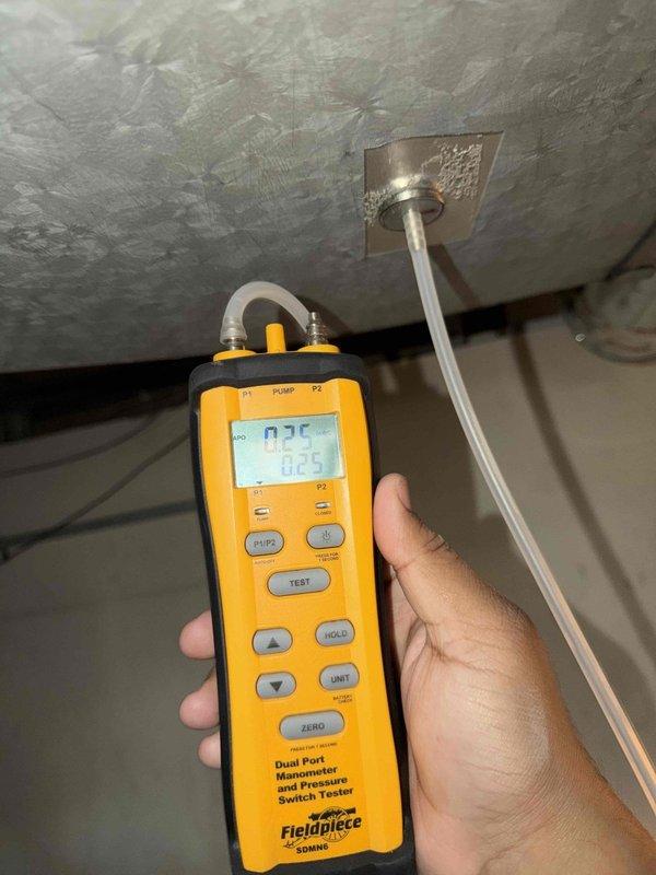 Performed HVAC maintenance agreement service on two air conditioning systems. Conducted system diagnostics using digital manometer to verify static pressure readings and airflow performance. Added equipment information to service tracking system and discussed membership program benefits with homeowner as requested.