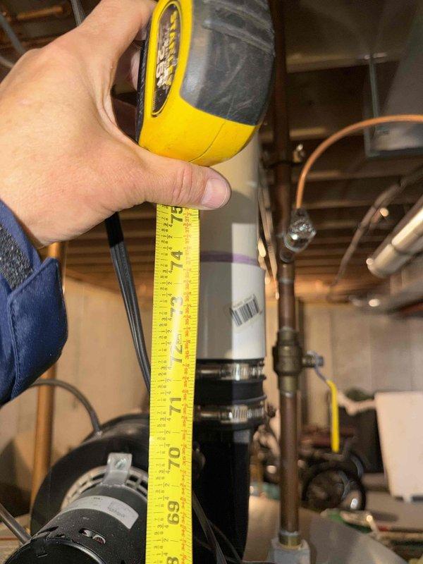 Responded to service call for tanked water heater inspection. Upon arrival, observed rust formation at the bottom of the water heater tank, indicating potential corrosion and possible tank deterioration. Documented equipment measurements and current condition with photographs for service records. Equipment information needs to be added to service tracking system for this new customer account.