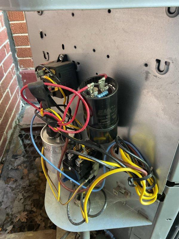 Completed comprehensive cooling check and general service on air conditioning system. Inspected evaporator coil, which showed dust accumulation on fins but remained structurally intact with proper spacing. Examined electrical components including capacitors, contactors, and wiring connections to verify proper operation and system safety.