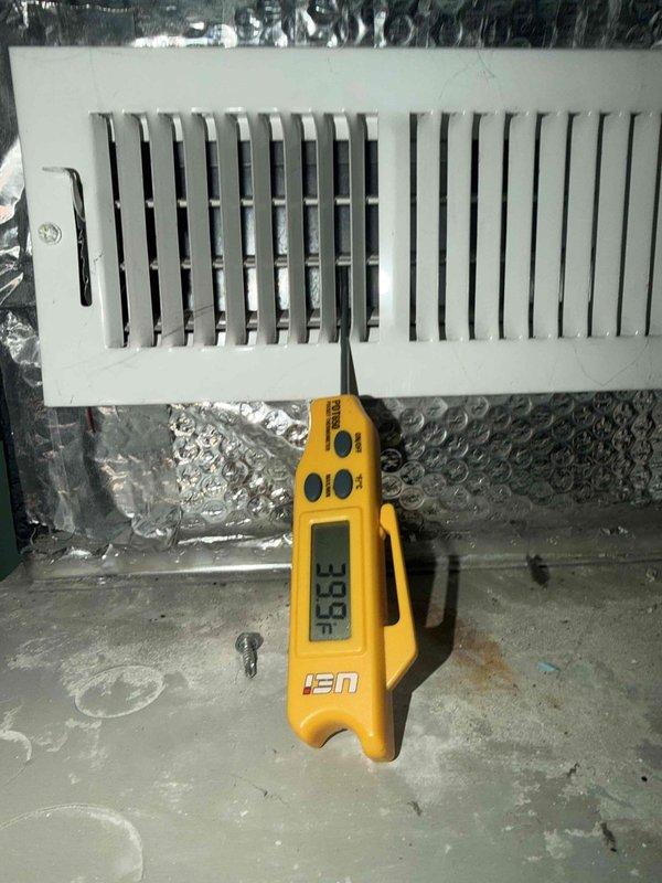 Completed comprehensive maintenance agreement service on three condensing units and corresponding air handlers. Performed system diagnostics with digital thermometer, recording temperature differentials and verifying proper airflow through supply registers. Inspected and confirmed proper 12x20x1 Filtrete filter installation in return air grille, ensuring adequate airflow and system protection. Checked flexible ductwork connections for secure installation and proper insulation integrity. All equipment operating within manufacturer specifications with no deficiencies noted.