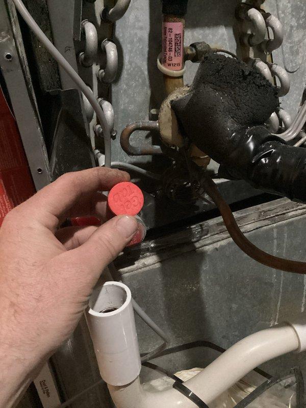 Responded to no cooling call. Upon arrival, found unit shut down due to tripped water sensor safety switch. Customer had attempted to reset the sensor without success. Inspected condensate drain system and confirmed water presence triggering the safety device. Cleared condensate line blockage, verified proper drainage, and successfully reset water sensor switch. Tested system operation with thermostat set to cooling mode at 78 degrees, confirmed unit cycling properly with fan operation normal. System restored to full cooling function.