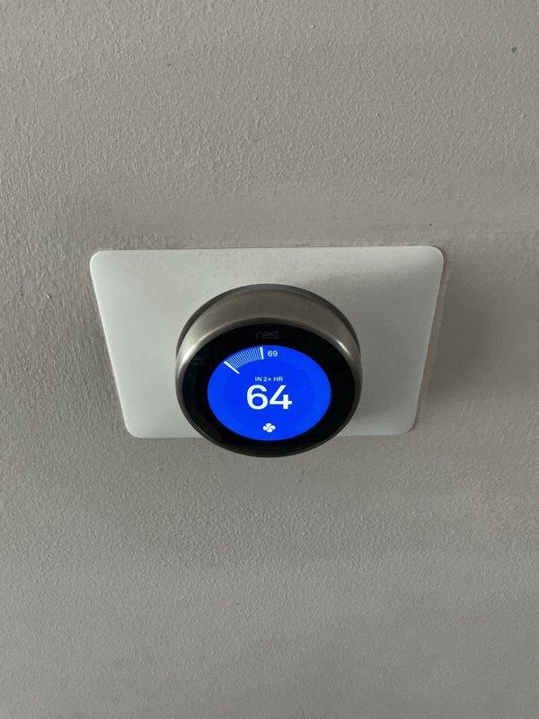 Completed cooling maintenance agreement service including comprehensive system inspection. Verified thermostat operation with unit set to 64°F in heating mode, confirmed proper temperature control and display functionality. Recorded supply air temperature reading of 30.1°F using calibrated digital thermometer, indicating adequate cooling performance and refrigerant charge within acceptable parameters.
