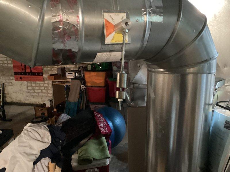 Completed HVAC maintenance agreement inspection on residential cooling system. Documented indoor ductwork installation in basement utility area and outdoor condensing unit condition. Senior technician requested for follow-up evaluation per service protocol, as COTW 501 coverage does not apply to this agreement tier.