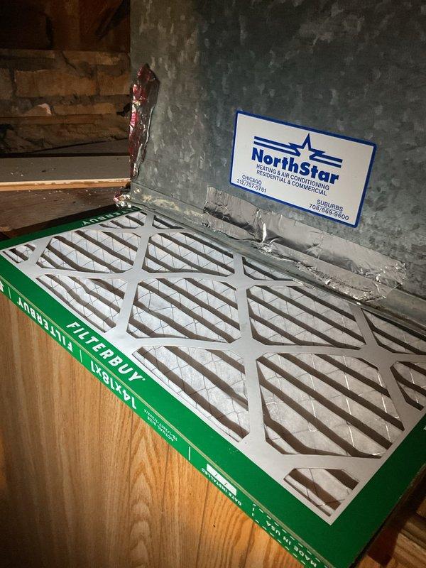 Completed preventative maintenance inspection on condenser unit as part of annual HVAC maintenance agreement. Verified all ductwork connections and insulation integrity in attic space, confirmed proper airflow distribution throughout flexible duct system, and replaced MERV 8 air filter at indoor air handler location. All system components operating within normal parameters with no deficiencies noted.