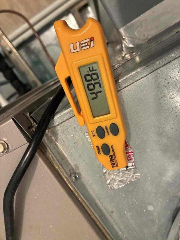 Performed comprehensive maintenance on two air conditioning systems, including system diagnostics and temperature verification. Replaced two 20x25x4 air filters and installed two new Oxy bulbs as specified. Cleaned and serviced wine cooler unit to ensure proper operation. All temperature readings confirmed within normal operating parameters upon completion.