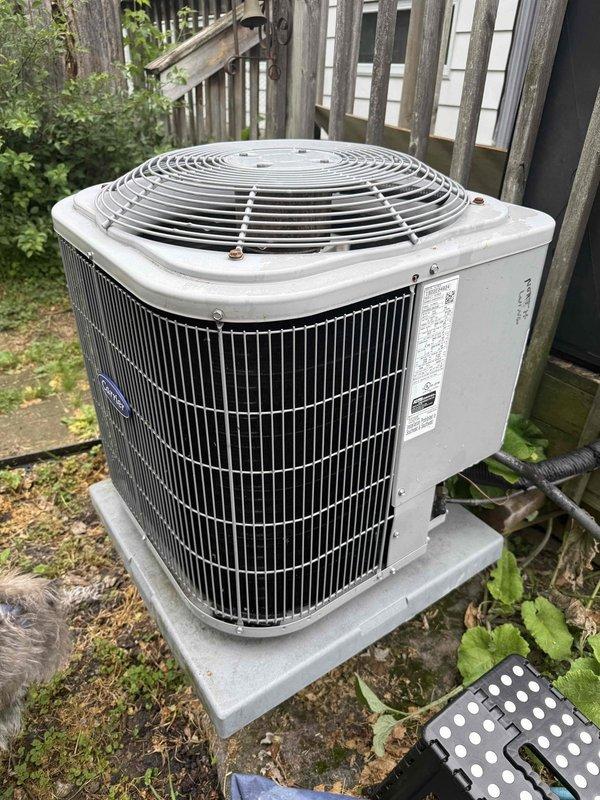 Completed comprehensive maintenance on residential air conditioning system under agreement terms. Performed detailed inspection of condenser unit electrical components including capacitor and contactor, verified all wire connections secure and properly terminated. Changed 16x25x1 filter, cleaned condenser coils, and documented equipment condition with photos showing all major components functioning within normal parameters.