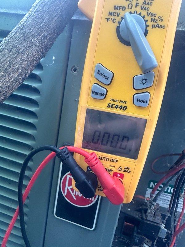 Responded to no cooling complaint on residential air conditioning system. Upon arrival, performed diagnostic testing using digital multimeter to check electrical components and system operation. Inspected outdoor condensing unit including compressor, contactor, and capacitor. System evaluated and determined to be operating within normal parameters during service call. Customer educated on proper system operation and maintenance requirements.