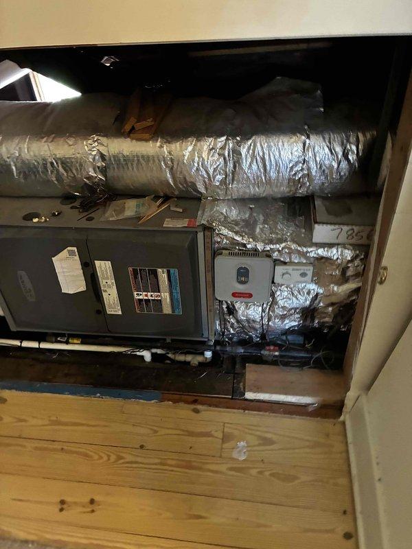 Completed scheduled HVAC maintenance agreement service on dual air conditioning system. Inspected indoor air handler unit located in mechanical closet, verified proper operation of all components, and checked electrical connections at exterior disconnect and conduit runs. All equipment operating within normal parameters, no deficiencies noted during inspection.