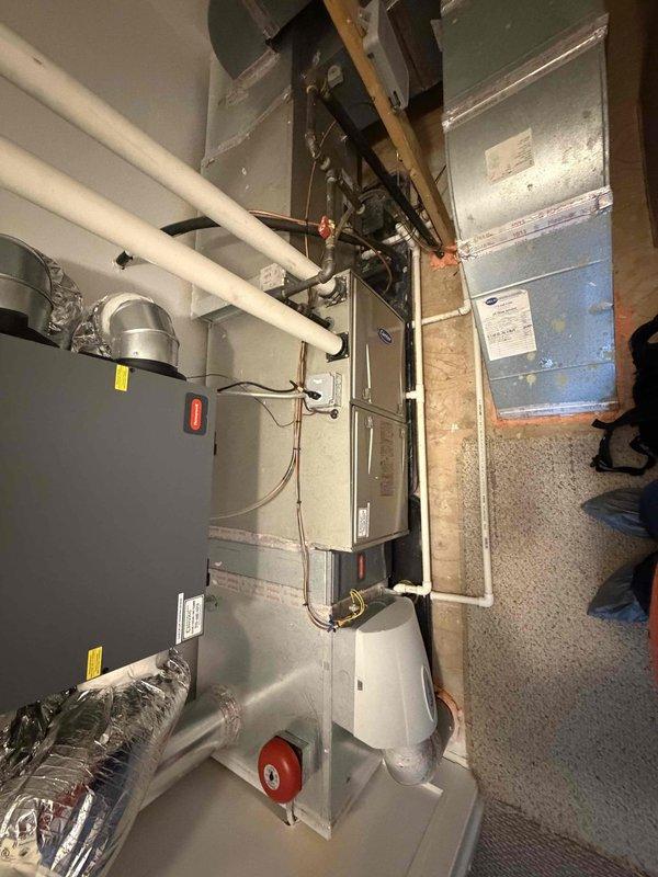 Completed comprehensive HVAC maintenance agreement inspection on two air conditioning systems and one gas water heater. Performed thorough examination of condenser coils for cleanliness and visible leaks, inspected blower motor and wheel assemblies for debris accumulation, and tested indoor relative humidity levels. Measured refrigerant levels on both AC units to ensure proper system charge and optimal cooling performance.

Cycled and visually inspected all operating controls including thermostats and safety switches to verify proper functionality. Conducted detailed inspection of line voltage switches and associated wiring, checking for secure connections and signs of deterioration. Examined electrical components throughout both systems, ensuring tight terminal connections and identifying any evidence of wear or damage that could impact performance or safety.

Inspected condensate drainage systems on both air handlers to confirm proper operation and prevent potential water damage. Ver