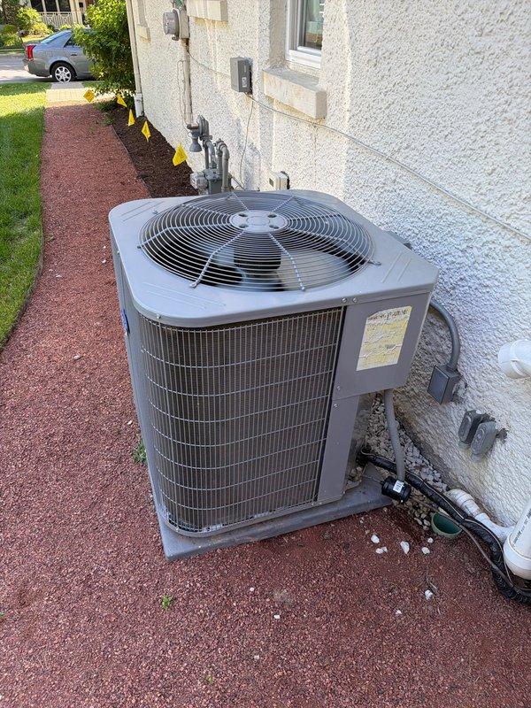 Responded to no cooling complaint on residential air conditioning system. Upon inspection, diagnosed and resolved cooling issue with outdoor condensing unit. Discussed thermostat replacement options with customer per request, as existing Honeywell ProSeries unit was not meeting preferences, with customer specifically requesting standard non-smart thermostat installation for future service.