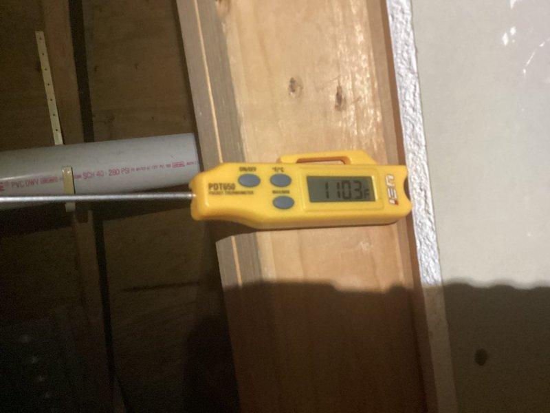 # HVAC Cooling System Repair

Responded to service call for residential HVAC system not cooling properly and blowing warm air. Upon arrival, performed diagnostic evaluation of the cooling system to identify the root cause of the malfunction.

Utilized digital manifold gauge set to measure refrigerant pressures on both high and low side of the system. Connected gauges to service ports and observed pressure readings to assess refrigerant charge levels and system performance. Pressure analysis indicated abnormal readings consistent with refrigerant charge issues.

Employed handheld digital measurement device to verify system parameters and confirm diagnostic findings. Measurements revealed system operating outside of manufacturer specifications, confirming cooling capacity loss.

Based on diagnostic results, identified refrigerant charge deficiency as primary cause of inadequate cooling performance. System pressures and temperature differentials indicated insufficient refrigerant levels p