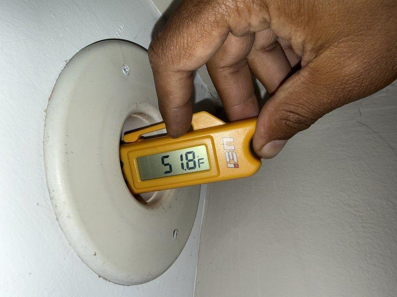 Responded to third callback for recently installed AC unit not cooling properly. Performed diagnostic testing using infrared thermometer to measure supply air temperature at ceiling register, which indicated inadequate cooling performance. Inspected and evaluated return air filter condition and airflow measurements across the system. Documented equipment readings and filter assembly for quality assurance and warranty purposes.