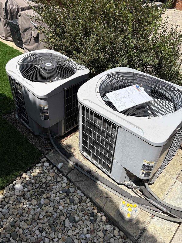 Conducted comprehensive heating system replacement estimate for 16-year-old furnace. Evaluated existing HVAC infrastructure including dual outdoor condenser units and indoor climate control system. Documented current equipment condition, system configuration, and thermostat setup with photographic evidence to provide accurate replacement recommendations and specifications.