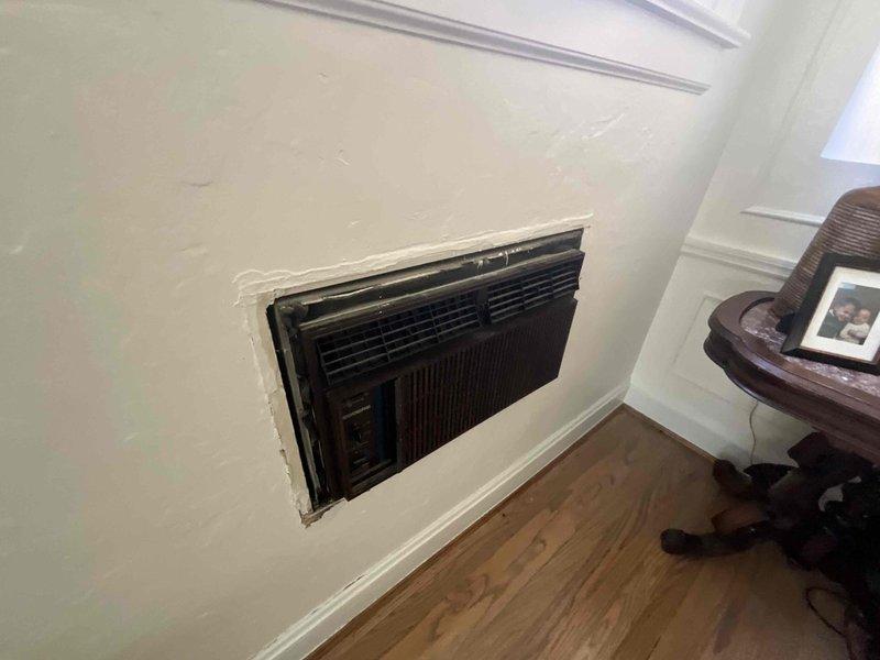 Provided estimate for replacement of hardwired in-wall AC unit, including assessment of sleeve condition and insulation requirements around the unit. Evaluated 10+ year old SpacePac system with multiple refrigerant leaks and insufficient cooling capacity, unable to maintain temperatures below 72 degrees, and provided replacement options for both the air handler and compressor unit.