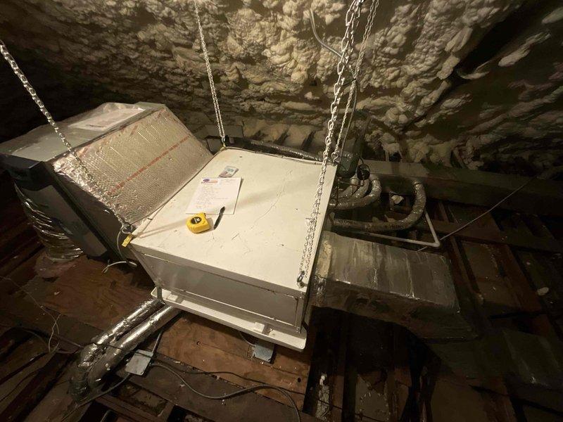 Provided estimate for replacement of hardwired in-wall AC unit, including assessment of sleeve condition and insulation requirements around the unit. Evaluated 10+ year old SpacePac system with multiple refrigerant leaks and insufficient cooling capacity, unable to maintain temperatures below 72 degrees, and provided replacement options for both the air handler and compressor unit.