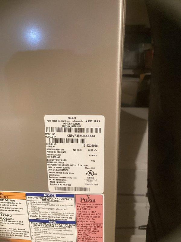 Completed preventative maintenance agreement service on HVAC system including two Carrier condensing units and air filtration system. Performed comprehensive cleaning and inspection of both outdoor condenser units, model ZPVP30621A1AAAAA utilizing R-410A refrigerant. Inspected 16x25x4 pleated air filter showing moderate dust accumulation; customer notified that filter replacement is not included in agreement service. All equipment operating within normal parameters, manufacturer labels and safety warnings verified intact and legible. System documentation photographed for service records.