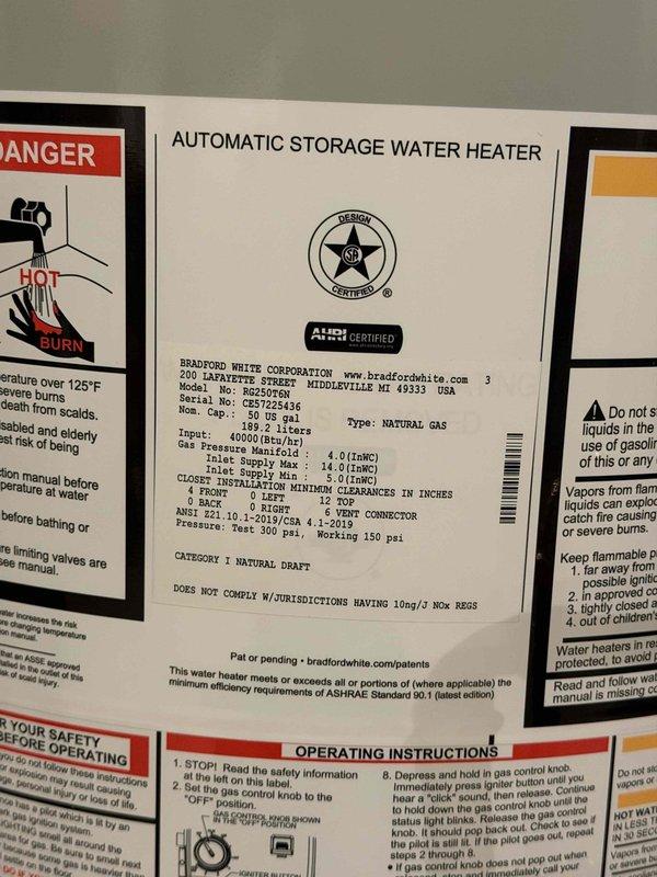 Responded to callback regarding excessively hot water temperature following previous day's water heater installation. Upon arrival, verified outlet temperature at fixture measured 127.8°F using calibrated digital thermometer. Inspected Bradford White 50-gallon natural gas water heater and reviewed manufacturer specifications indicating danger threshold of 125°F for scalding prevention. Adjusted temperature setting on gas control valve to reduce outlet temperature to safe operating range per industry standards and manufacturer recommendations for residential applications.