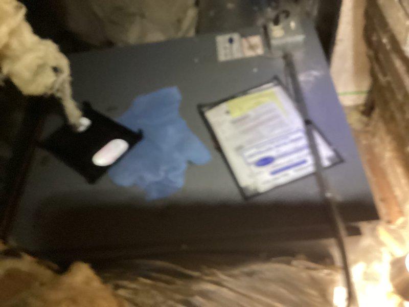 Completed routine maintenance agreement service on single-zone air conditioning system with Spacepak high-velocity blower unit. Accessed equipment through attic opening, performed standard inspection of air handler and blower assembly, verified system operation and documented equipment condition with photographs per maintenance agreement protocol.