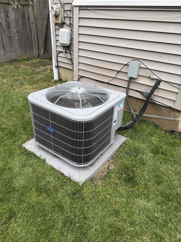 Performed comprehensive cooling system maintenance as part of Gold Shield Care on the Way agreement. Inspected outdoor condensing unit, verified proper operation of compressor and condenser fan, and cleaned accumulated debris from condensate drain pan in mechanical room. Unit operating within normal parameters with all electrical connections secure and refrigerant lines properly insulated.
