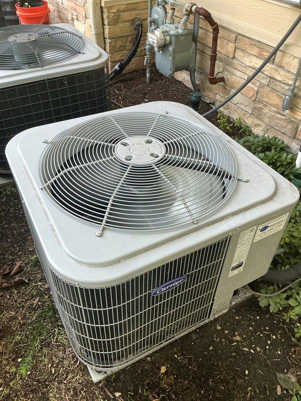 Completed preventative maintenance agreement on dual condenser system with 16x25x1 filter size. Inspected both outdoor condenser units, verified proper operation, and documented system performance with airflow reading of 539 CFM at supply register. Noted presence of two REME units with annual replacement schedule, first unit due for replacement in 2026.