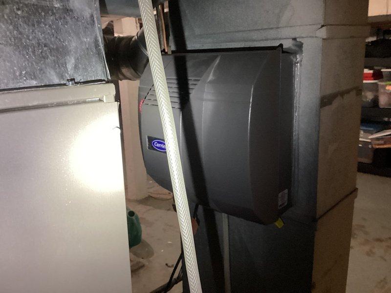 Completed comprehensive HVAC maintenance agreement service including full system inspection of Carrier air handler unit and Bradford White water heater. Performed routine maintenance checks on both systems, verified proper operation of all components, replaced 16x20x1 air filter, and documented equipment conditions with photographic records for maintenance history files.