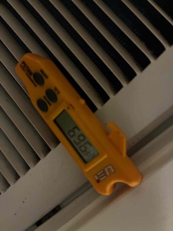 Performed preventive maintenance agreement inspection on two outdoor condensing units. Verified proper operation of both systems, inspected condenser coils and housing for cleanliness and structural integrity, and measured supply air temperature at register reading 83.65°F. Both units found in good working condition with adequate clearance and proper installation on gravel base pads.