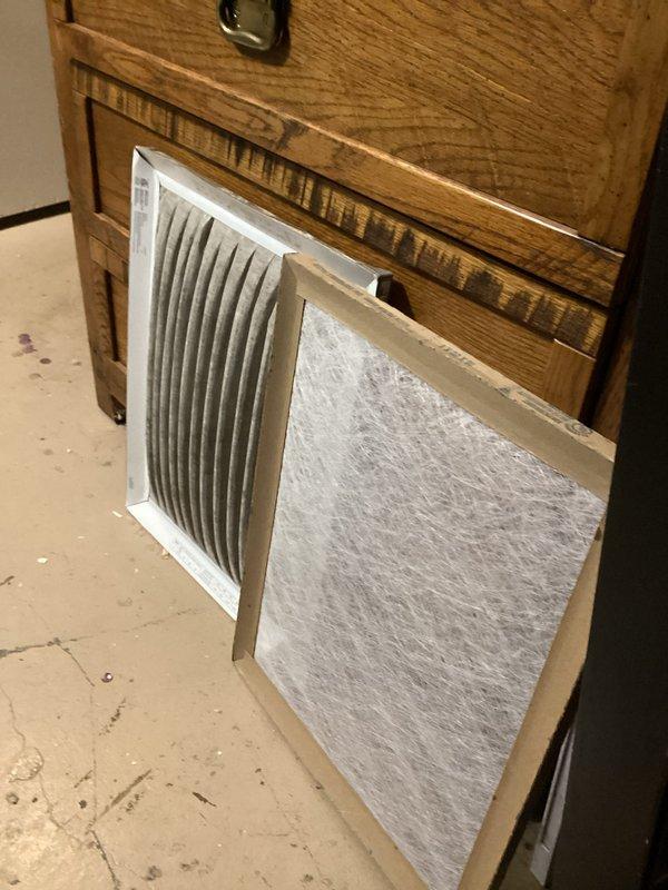 Completed routine HVAC maintenance agreement service, including system inspection and replacement of 16x20x1 air filter. Verified thermostat operation and documented equipment condition with photographic records showing proper system functionality.